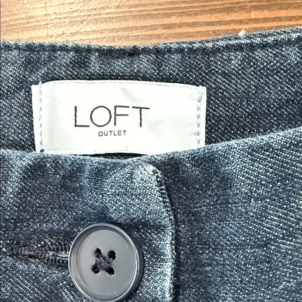 LOFT Navy Denim Mid-Rise Jean Shorts - Picture 3 of 4